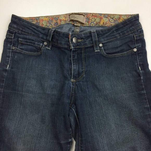 PAIGE Medium Wash PEG SKINNY 5 Pocket Logo Hardware Jeans - Picture 4 of 14